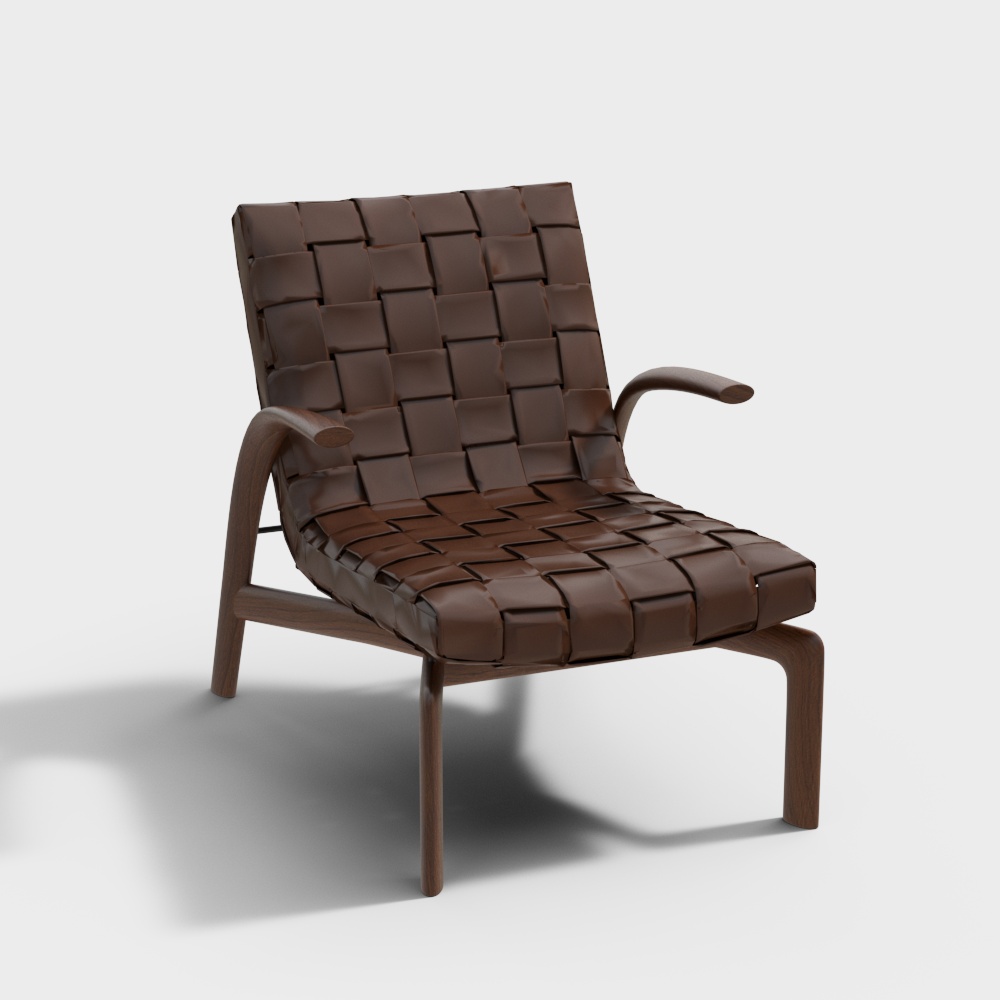 Woven Leather Armchair 3D Model – Low-Poly Comfort