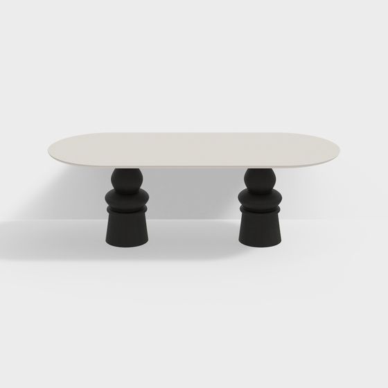 Elegant Oval Dining Table 3D model