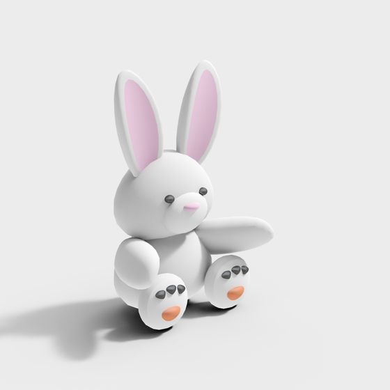 Charming Low-Polygon 3D Bunny Model