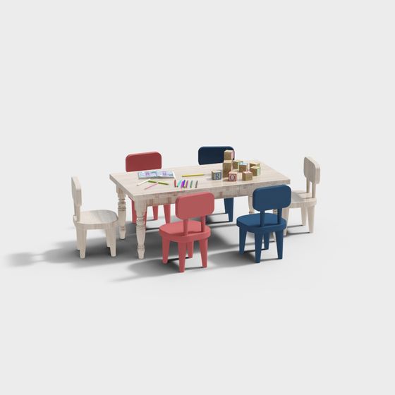 Children's Learning Desk and Chair Set 3D model