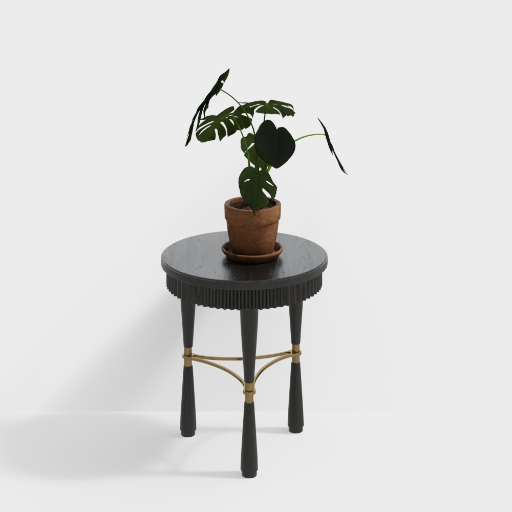 Urban Oasis Side Table 3D Model – Minimalist Wood & Metal