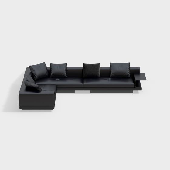 Chic Black Modern L Shaped Corner Sofa 3D Model
