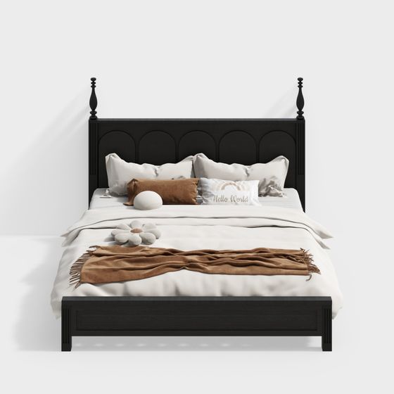 Cozy Retreat Low-Poly Bed Frame 3D model for Modern Interiors