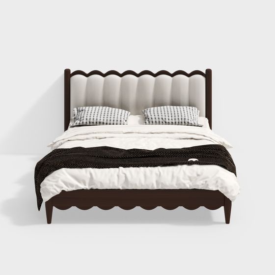 Elegant Scallop Bed 3D model for Contemporary Homes