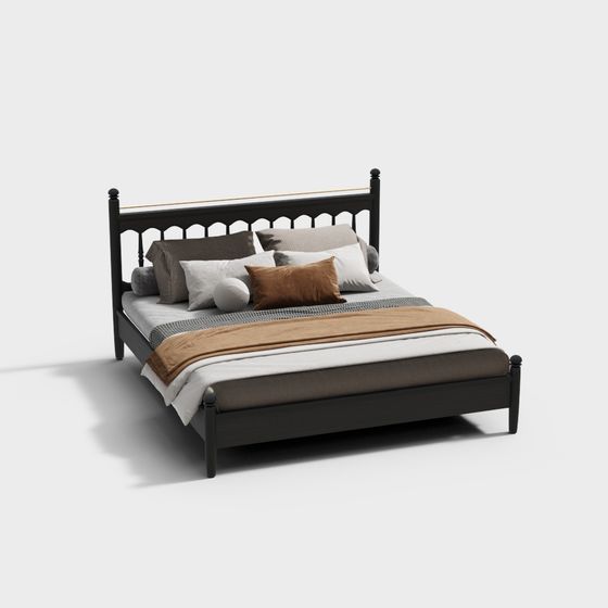 Elegant Low-Poly Bed 3D model for Modern Interiors