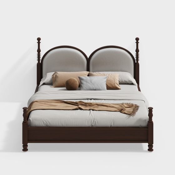 Elegant Vintage Bed 3D Model Design