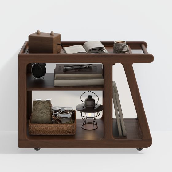 Minimalist Wooden Cart 3D model for Modern Spaces