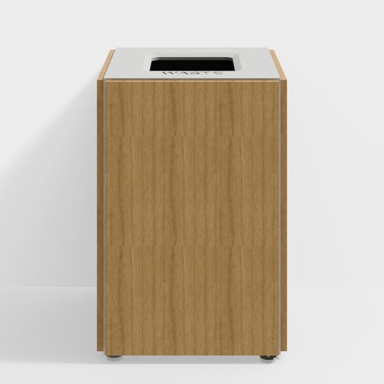 Wooden Trash Bin 3D Model - Minimalist Design