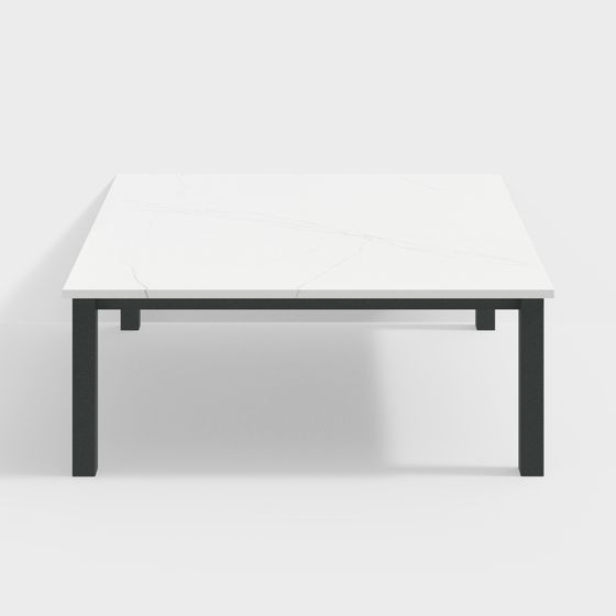 Urban Square Table 3D Model – Marble & Metal Design