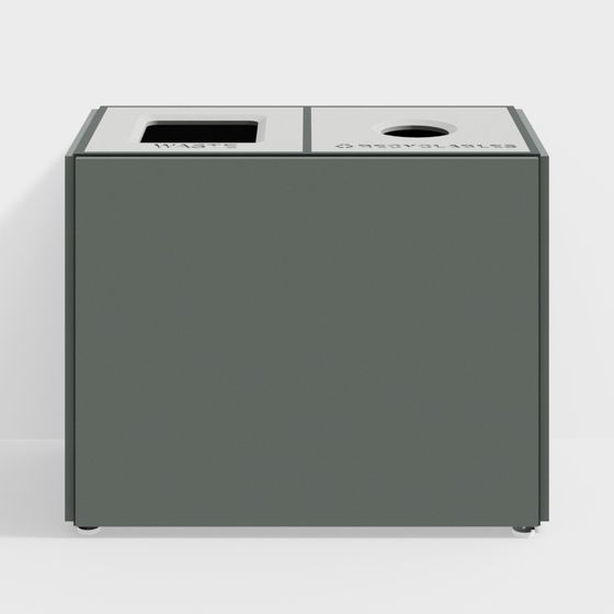 Stylish Minimalist Dual-Compartment Bin 3D model for Modern Spaces