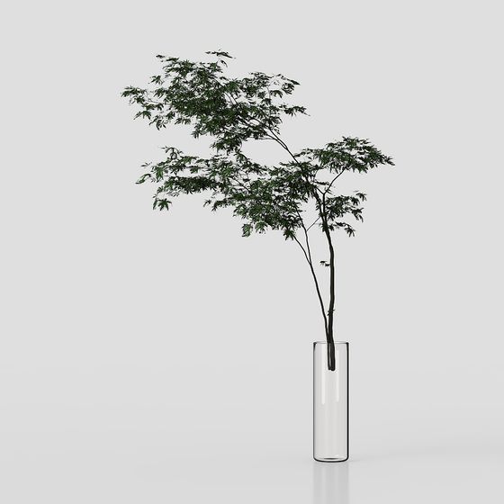 Low Poly Tree 3D Model in Glass Vase