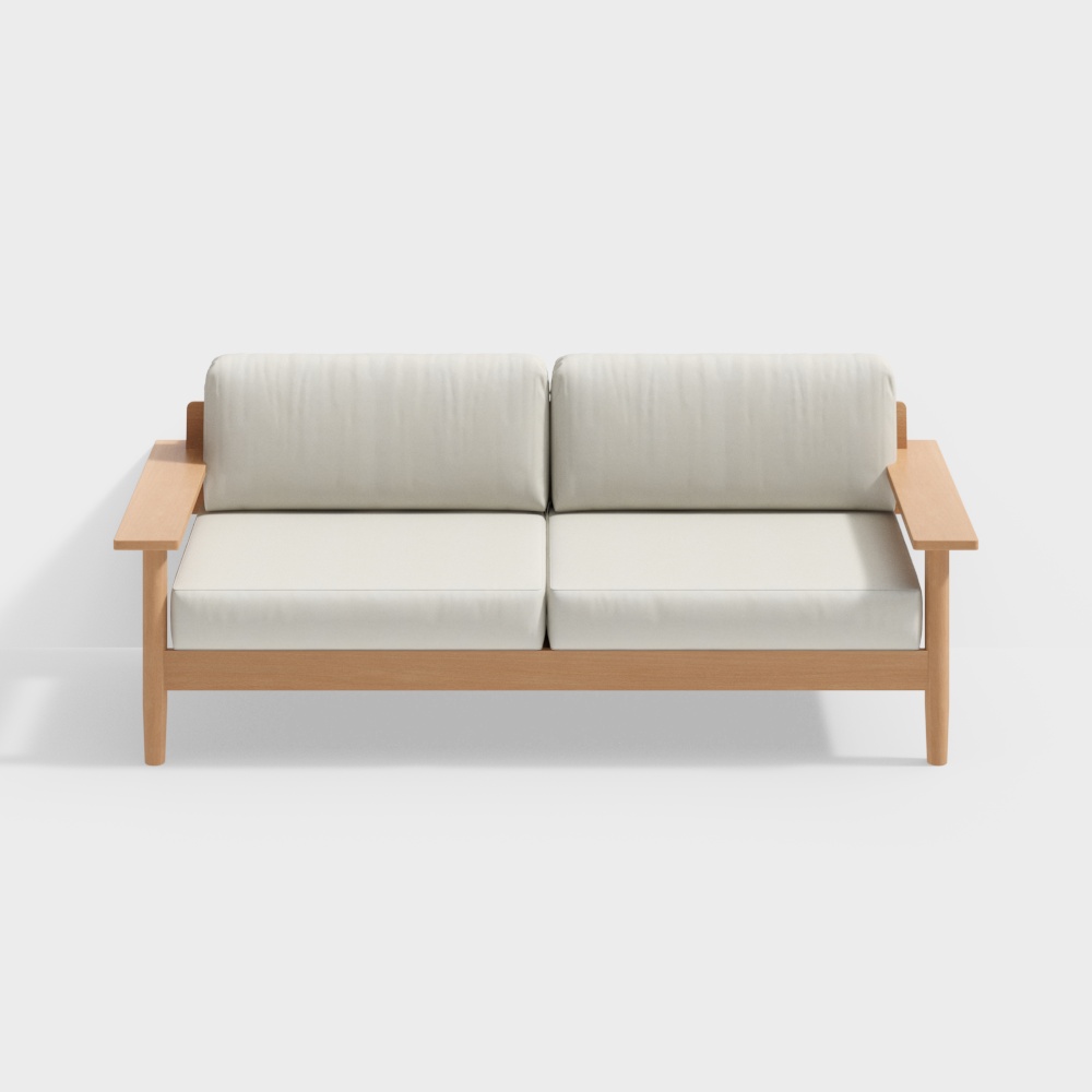 Qiaomu leyu - sofa wuyin - sofa ba chỗ - sofa gỗ rắn kiểu Nhật