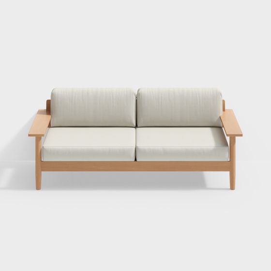 Qiaomu leyu - sofa wuyin - sofa ba chỗ - sofa gỗ rắn kiểu Nhật