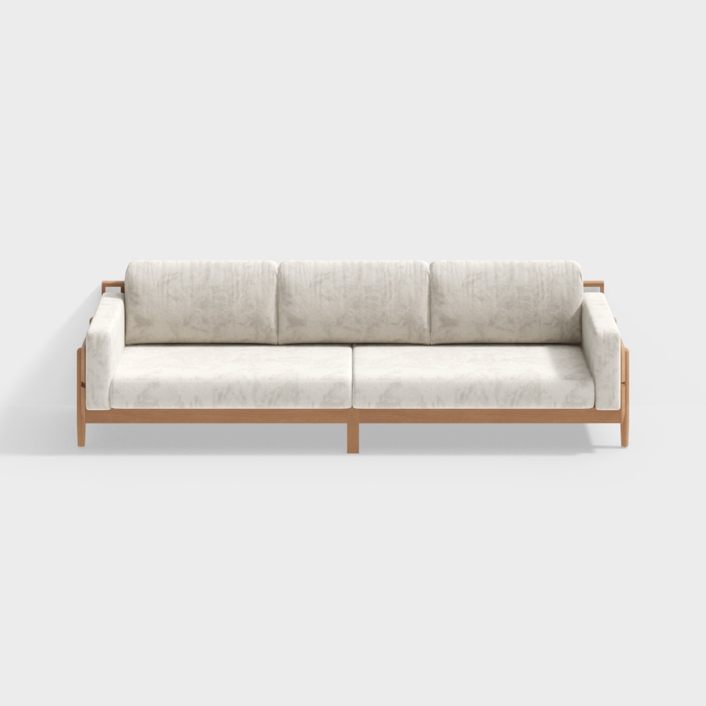 Qiaomu Leyu - Nagano Sofa - Large Four-Seater - Fabric Solid Wood Sofa