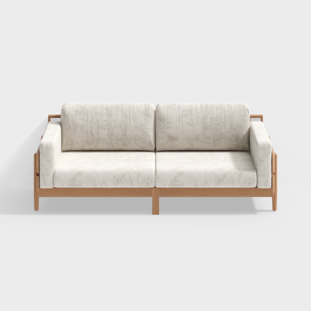 Qiaomu Leyu - Nagano Sofa - Large Three-Seater - Fabric Solid Wood Sofa