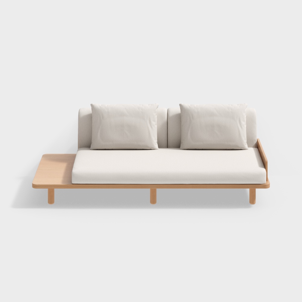 Arbor 언어 - 얕은 둑 소파 - 패브릭 솔리드 우드 쇼파 (3인용)