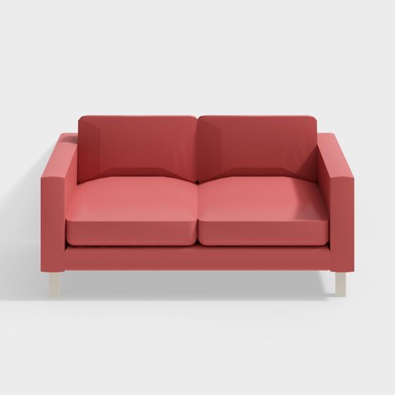 Geometric Red Sofa 3D model for Modern Spaces