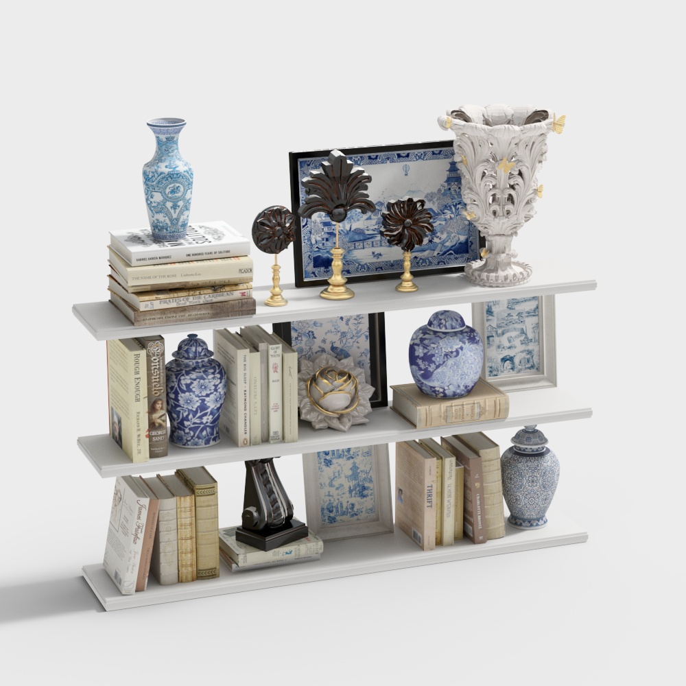 Elegant Bookshelf Ensemble 3D model