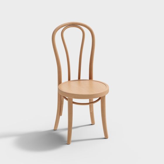 Elegant Low-Polygon Wooden Chair 3D model