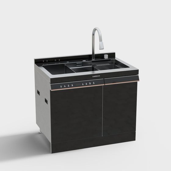 Stylish Low-Poly Kitchen Sink 3D model