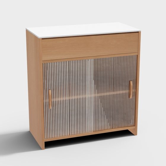Modern Glass Door Storage Cabinet 3D model