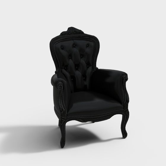 Black Velvet Armchair 3D model