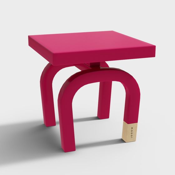 Trendy Pink Low Polygon Stool 3D model