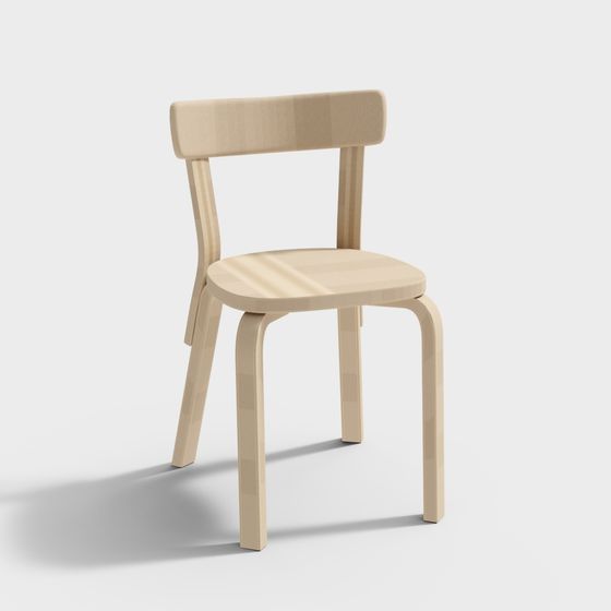 Elegant Wooden Chair 3D Model for Creative Projects