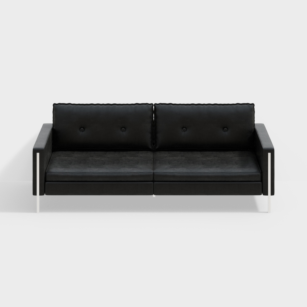 Urban Comfort Sofa 3D Model – Black Leather Design