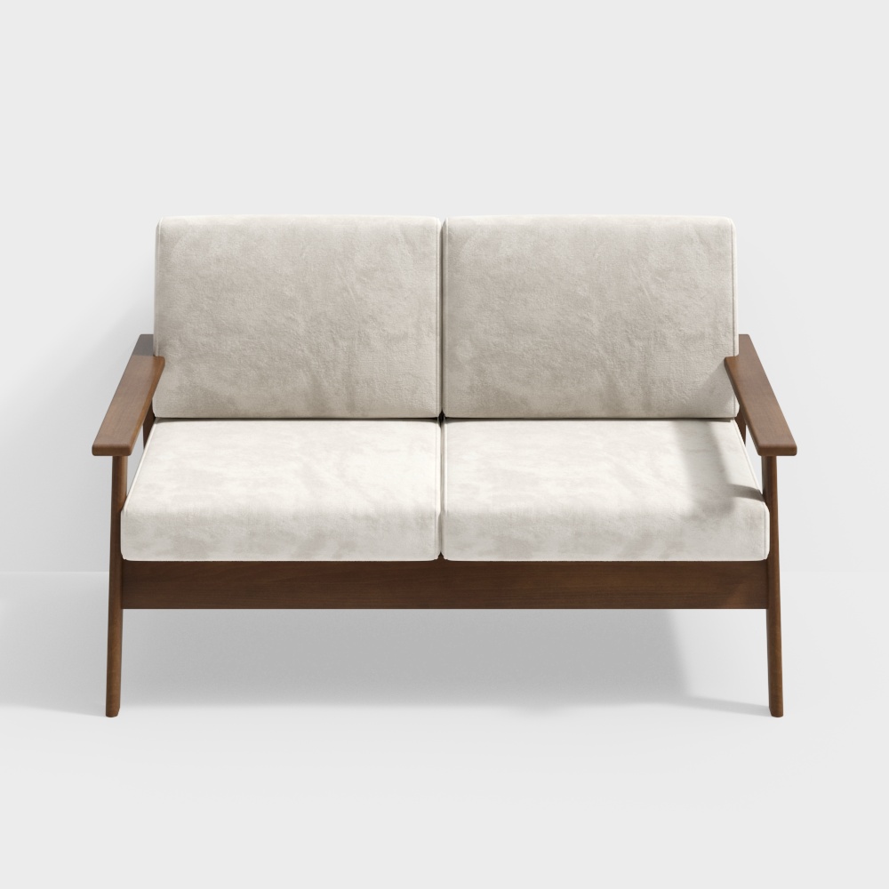 メイロンウェイファ - カジュアルソファ二人用 - 日本式無垢材布ソファ