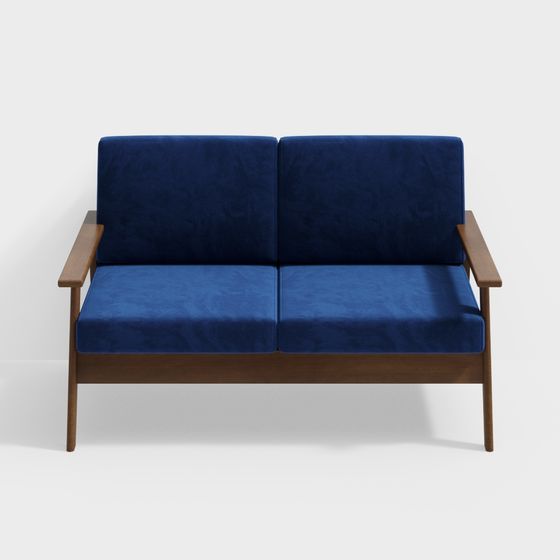 梅龍偉華 - カジュアルソファ二人掛け - 日本風無垢材布製ソファ