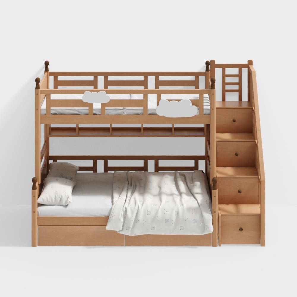 Jomulele language - Solid Wood High and Low bed - Log wind solid wood frame high and low bed
