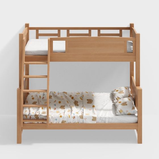 Cozy Bunk Bed 3D model