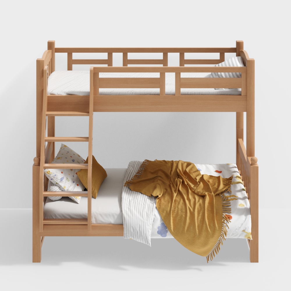 Qiaomu Leyu - 505 Solid Wood Bunk Bed - Original Wood Style