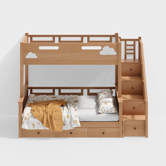 Cloud Themed Bunk Bed 3D model