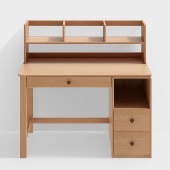 Wooden Office Desk 3D model for Modern Aesthetics