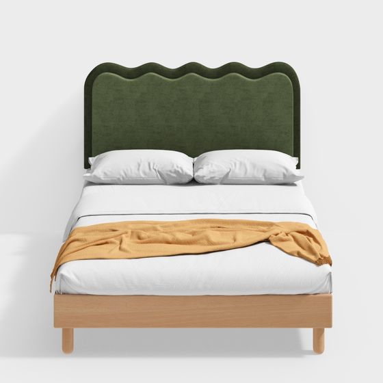 Scallop Velvet Bed 3D model for Modern Interiors