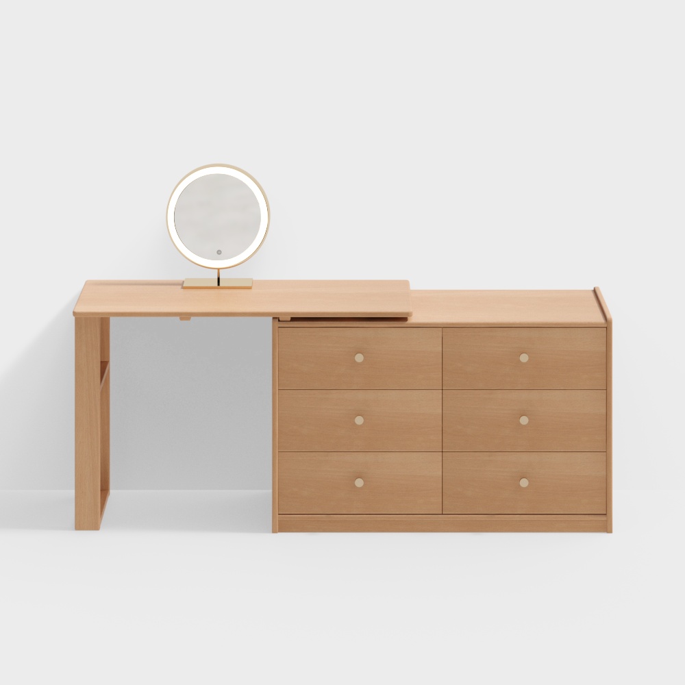 Jomelese 六桶柜组合梳妆台 原木风格实木梳妆台