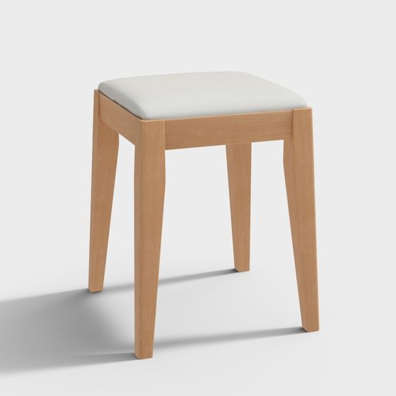 Stylish Wooden Stool 3D Model for Modern Interiors