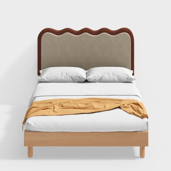 Elegant Scallop Bed 3D model for Modern Interiors