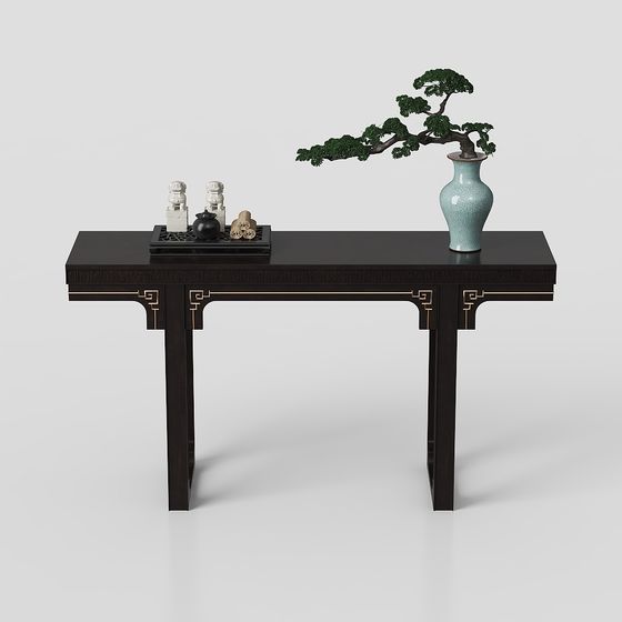 Classical Chinese Style 3D Model Table and Chair Set