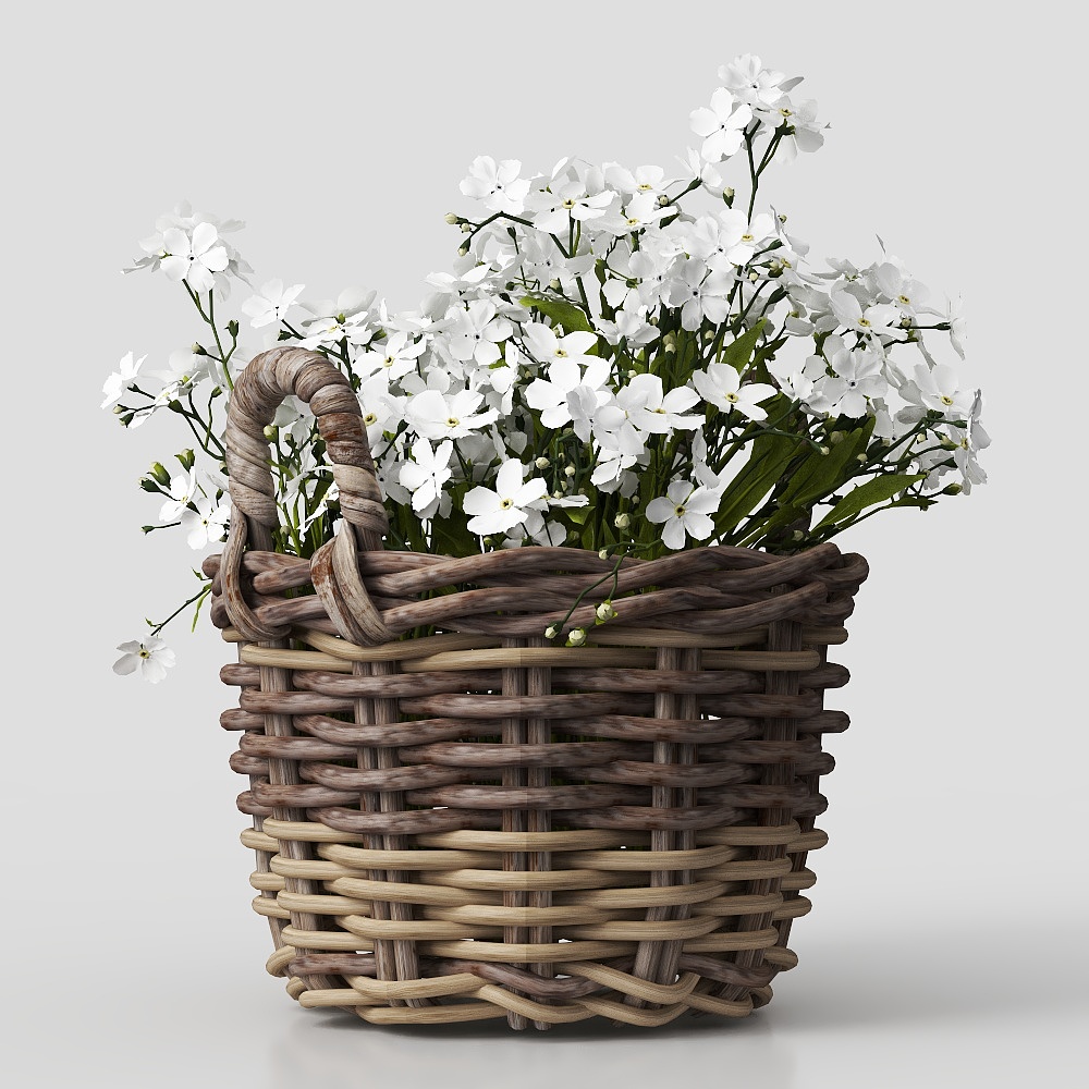 Cesta de flores de mimbre de estilo natural