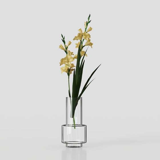 Stylish Vase and Lily Arrangement 3D model for Modern Spaces
