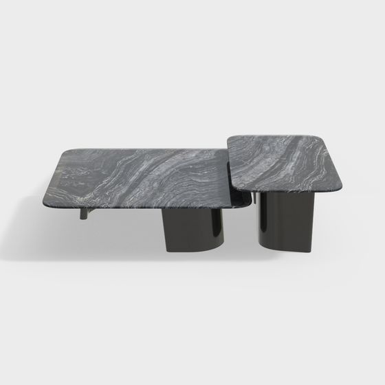 Stylish Double-Layer Marble Coffee Table 3D model