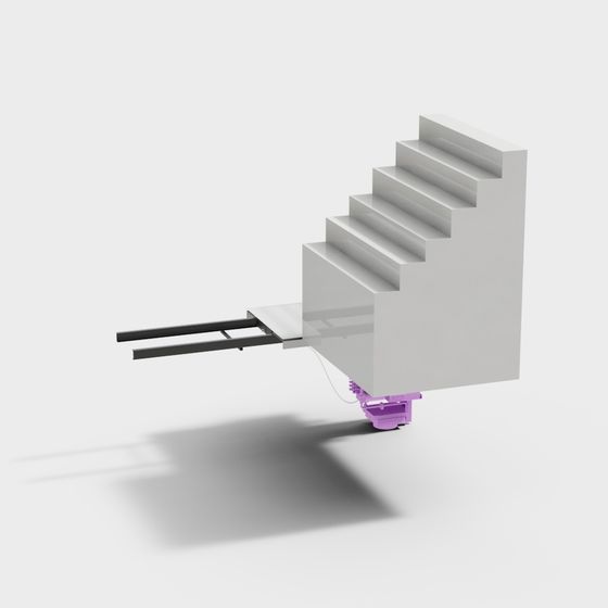 Elegant Low Polygon White Staircase 3D model for Creative Projects