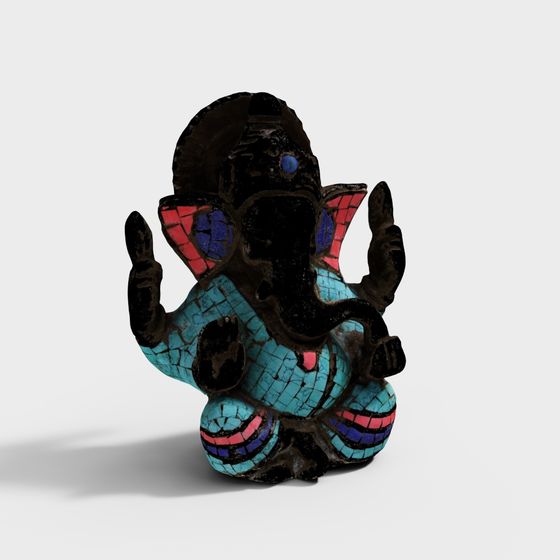 Vibrant Ganesha 3D Model for Artistic Projects