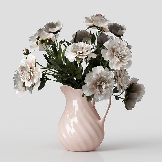 Vase and Peony 3D model