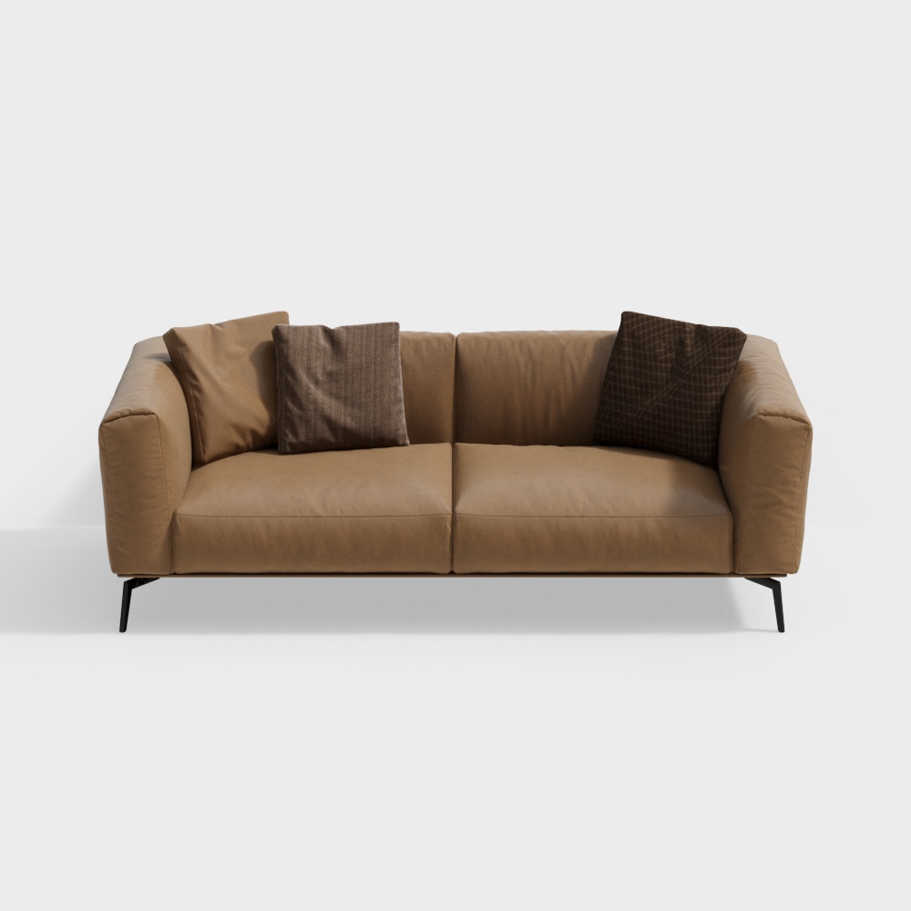 Stylish Low-Poly Sofa 3D Model – Modern Leather Texture