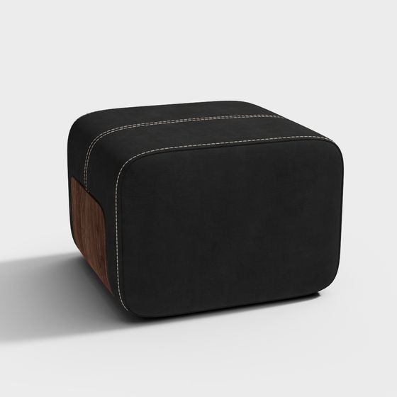 Boho Wohnzimmer schwarzes Leder Kunst quadratischer Hocker