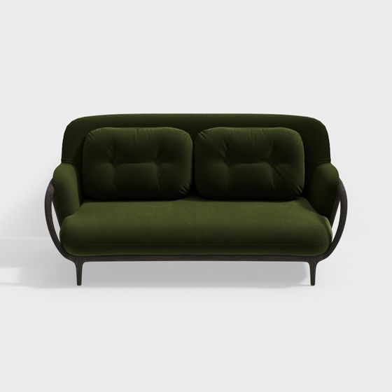 Stylish Green Velvet Sofa 3D model for Modern Spaces